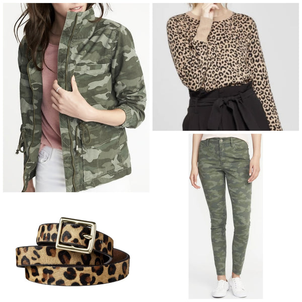 Affordably mixing in camo & leopard (click here)