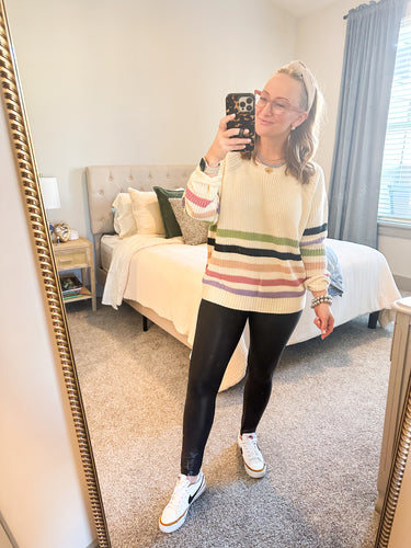 Varsity Cream Stripe Sweater