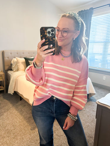 Lucia Striped Light Pink Sweater
