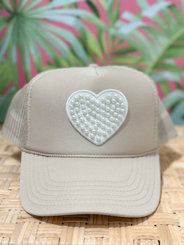 Tan Trucker w/ Pearl Heart Hat