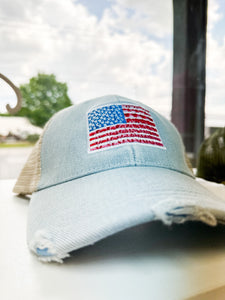 Chambray American Flag Hat