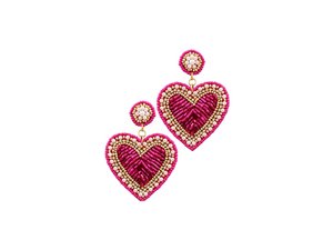 Magenta Heart Earrings