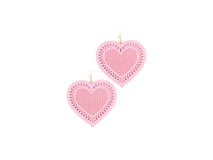 Light Pink Heart Doily Earrings