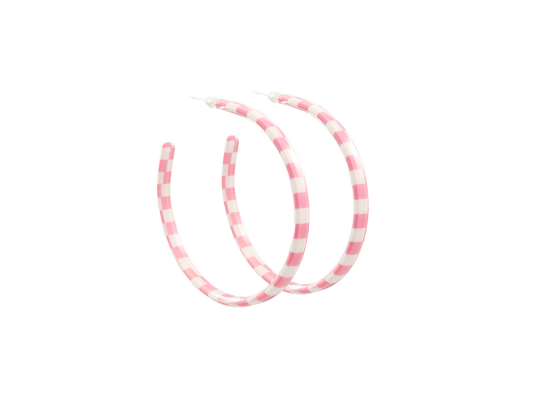 Pink Checkered Hoops