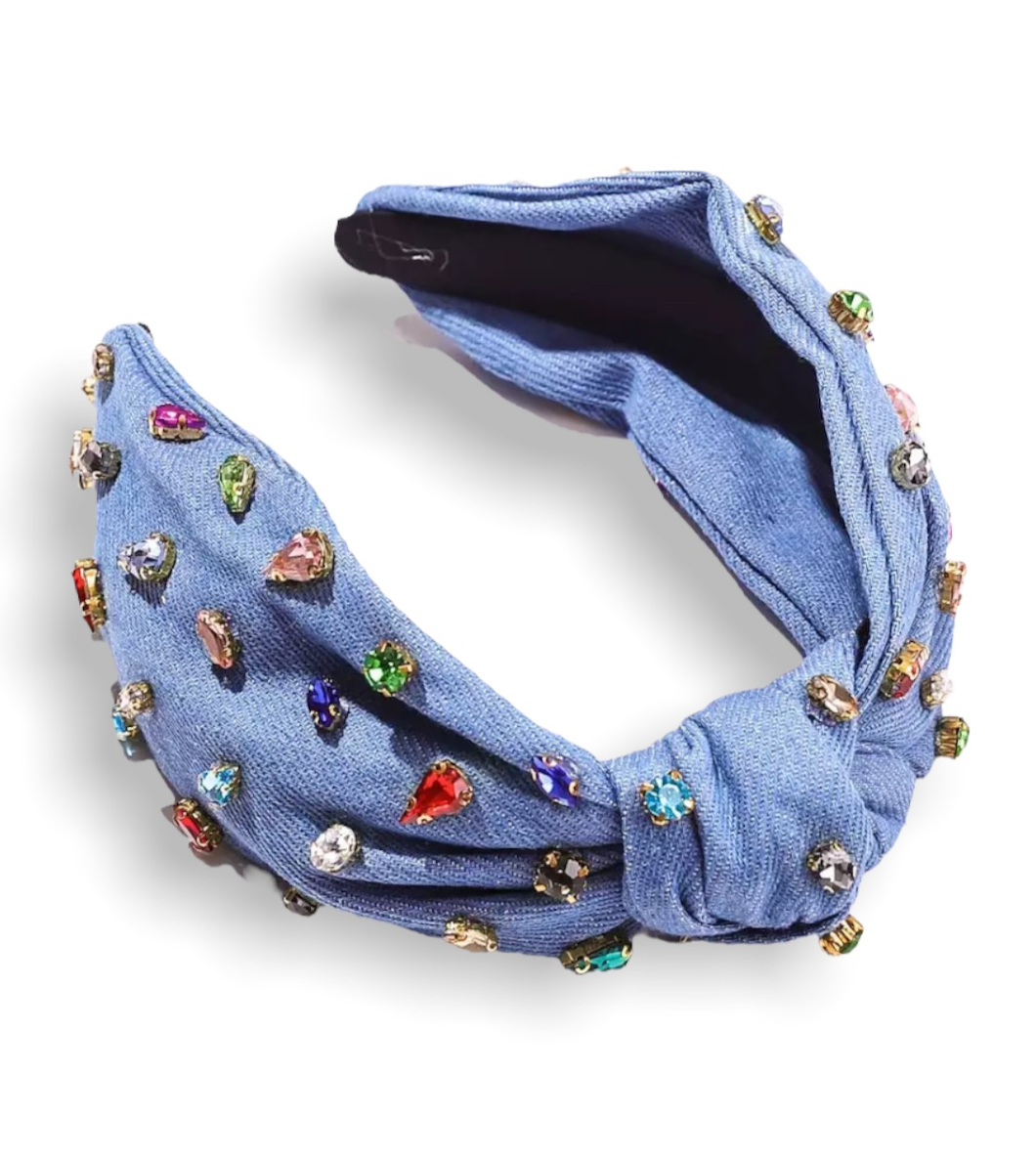 Chambray with Colorful Crystals Headband