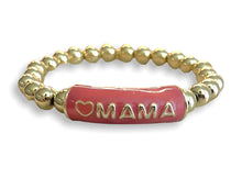 Load image into Gallery viewer, MOM &amp; MAMA Gold Bead Bracelet- Pink