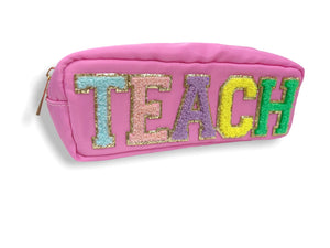 TEACH Nylon Pencil Bag- Pink