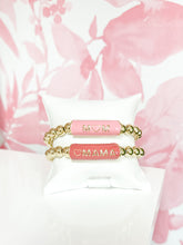 Load image into Gallery viewer, MOM &amp; MAMA Gold Bead Bracelet- Pink