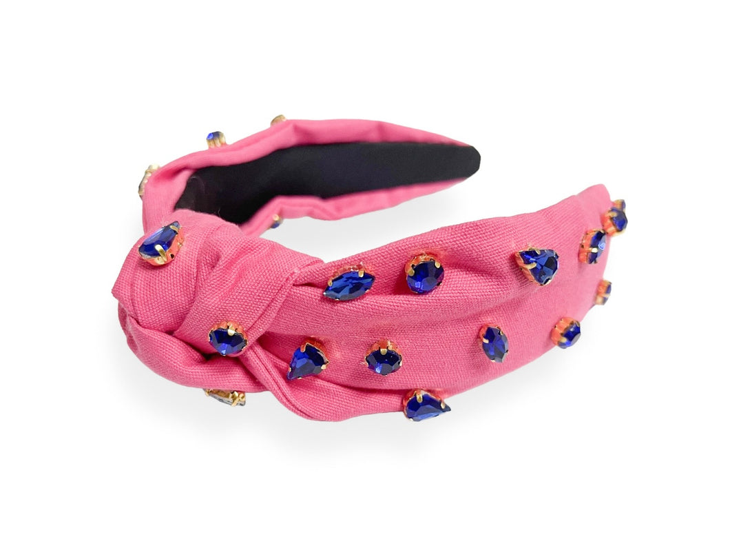 Hot Pink with Blue Crystals Headband
